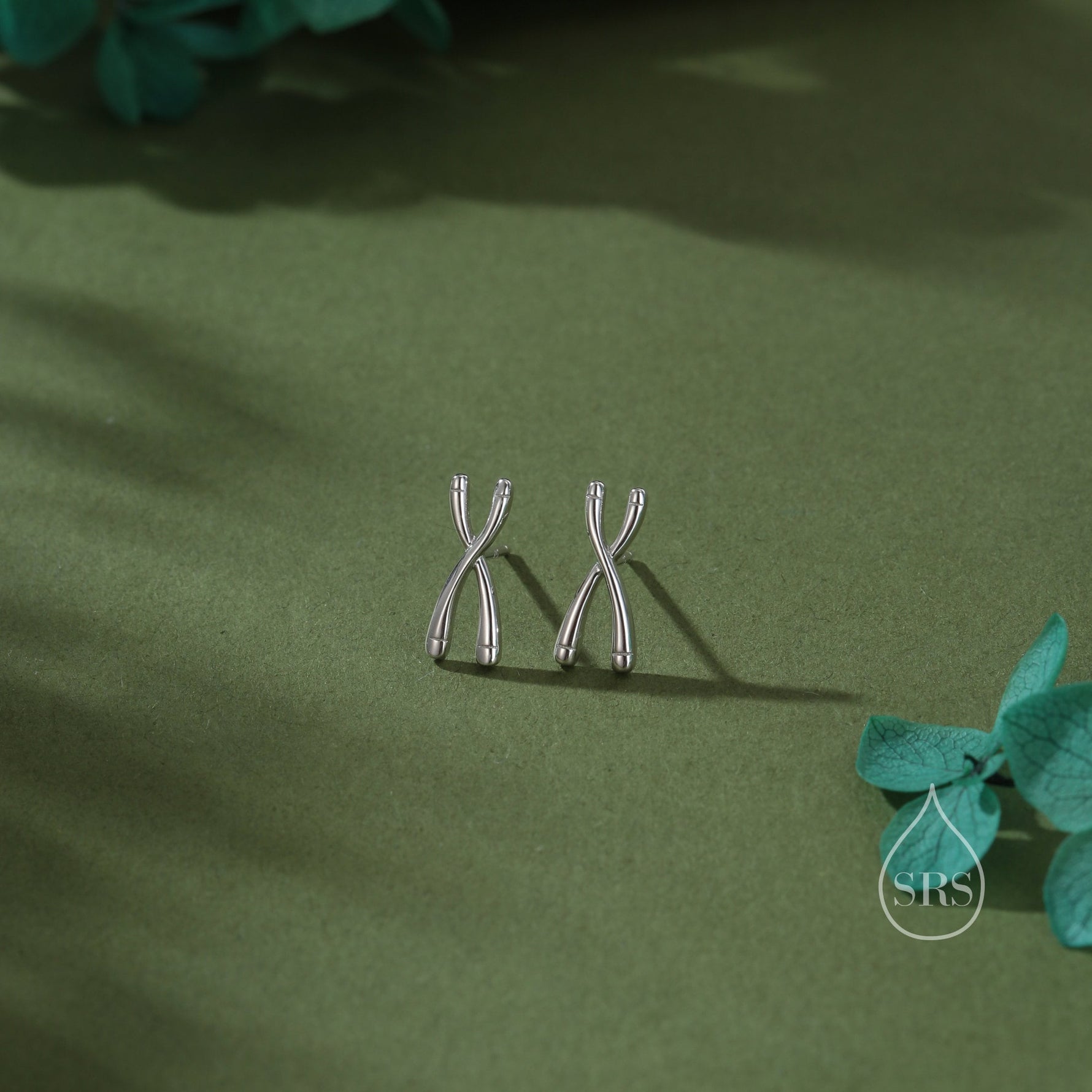 Chromosome Stud Earrings in Sterling Silver, Silver or Gold, Chromosome Earrings, X DNA Stud Earrings, Science Gift