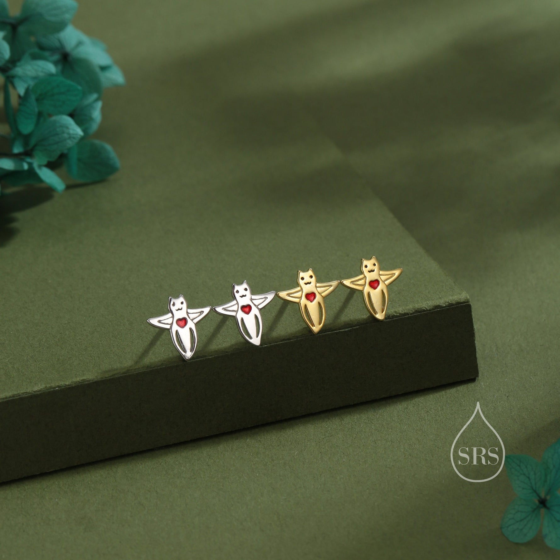 Sale! Sea Angel Stud Earrings in Sterling Silver, Silver or Gold, Tiny Sea Angel Earrings, Ocean Themed Fish Earrings