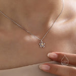 Sterling Silver Tiny Little Forget Me Not Flower Blossom Pendant Necklace with 18ct Gold Plating, Cut-Out Forget-me-not Necklace