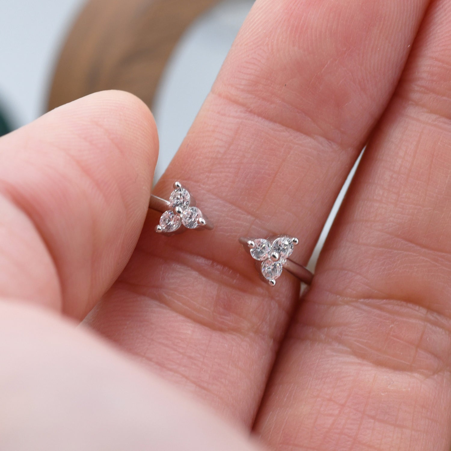 Three Dot CZ Cluster Open Ring