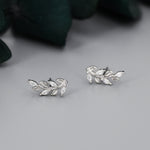 Sparkly Leaf CZ Stud Earrings in Sterling Silver, Silver or Gold, Bridal Jewellery, Bridesmaid's Earrings, Nature Inspired, Botanical