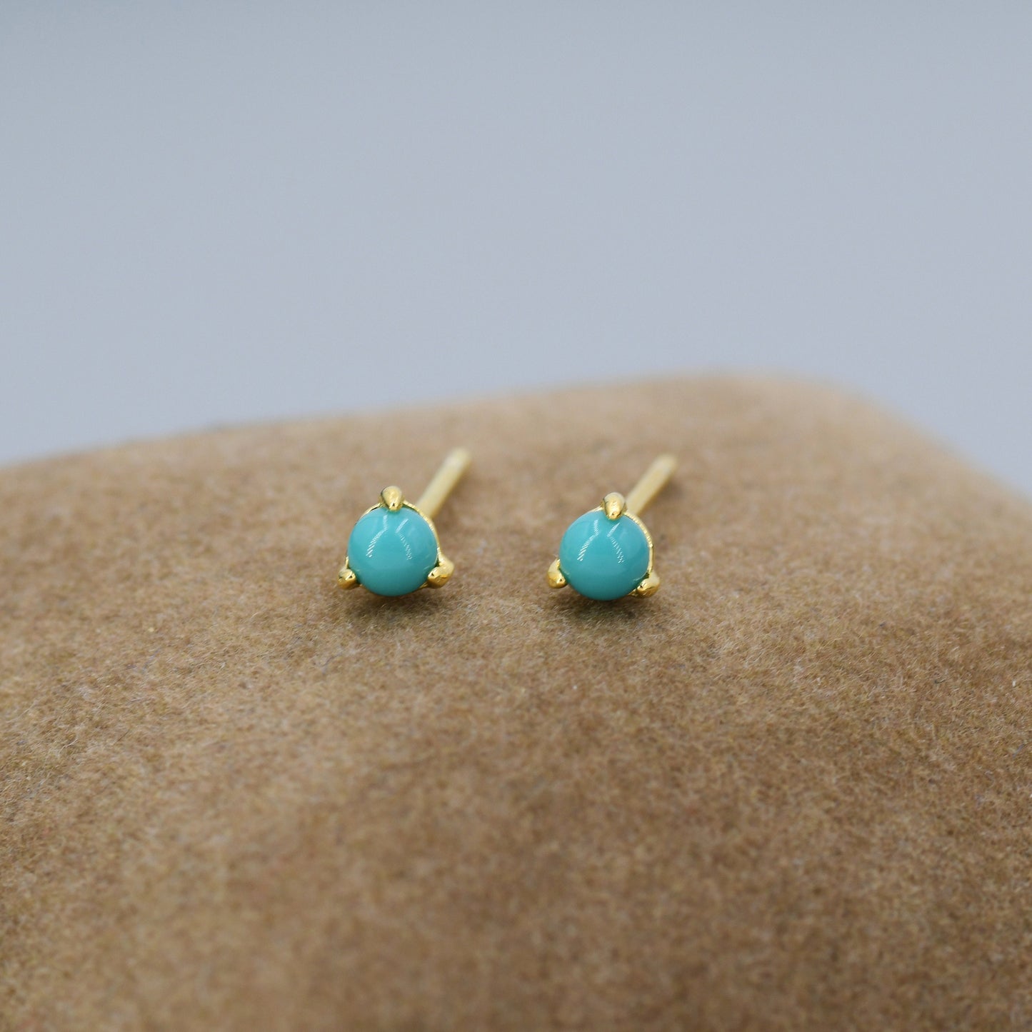 Very Tiny Genuine Turquoise Stone Stud Earrings in Sterling Silver, 3mm Turquoise Stud, Blue Turquoise Earrings, December Birthstone