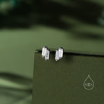Double Trapezoid CZ Stud Earrings in Sterling Silver