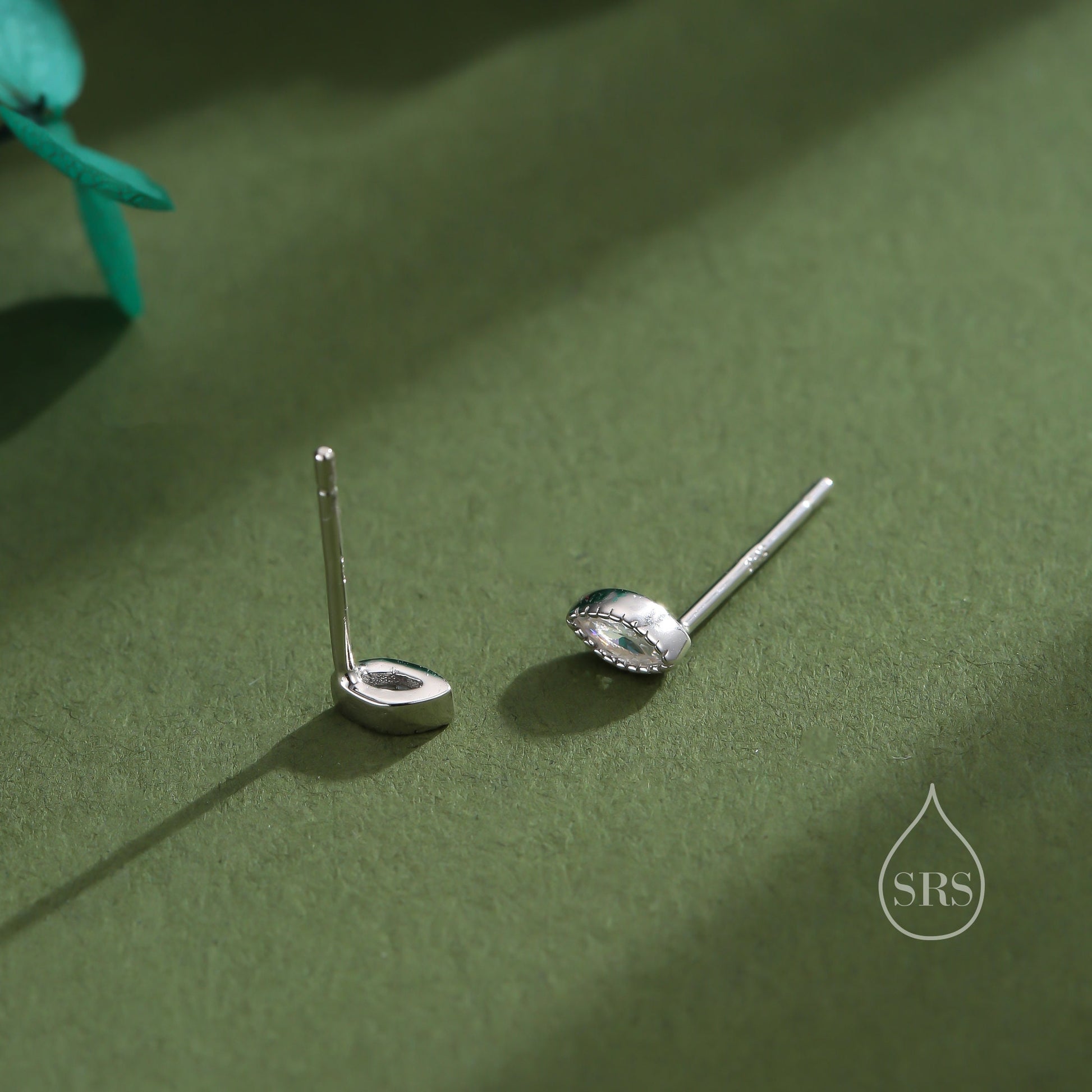 Extra Tiny Marquise CZ Stud Earrings in Sterling Silver, Silver or Gold, Dainty Marquise Crystal Earrings, Bridesmaid's Jewellery