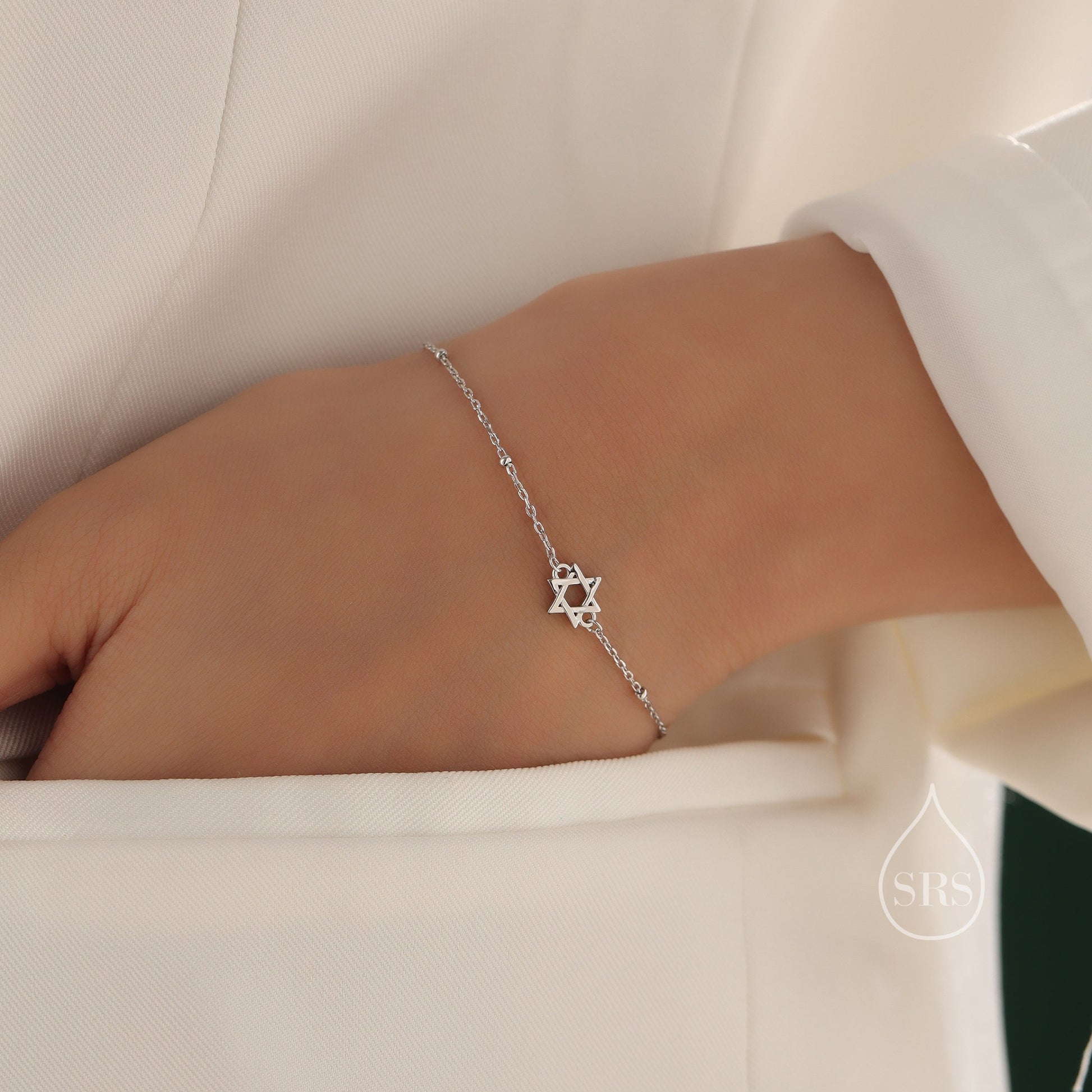 Star of David Bracelet in Sterling Silver, Silver or Gold or Rose Gold, Star Bracelet, Star Jewellery