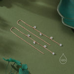 CZ Cascade Drop U Threader Earrings in Sterling Silver, Silver or Gold or Rose Gold, Geometric CZ Dangle Drop Earrings, CZ Long Drop Earring