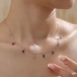 Rainbow CZ Marquise Satellite Chain Necklace