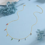 Rainbow CZ Marquise Satellite Chain Necklace