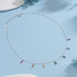 Rainbow CZ Marquise Satellite Chain Necklace