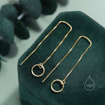 Sterling Silver Circle Ear Threaders, Silver or Gold, Open Circle Threader Earrings
