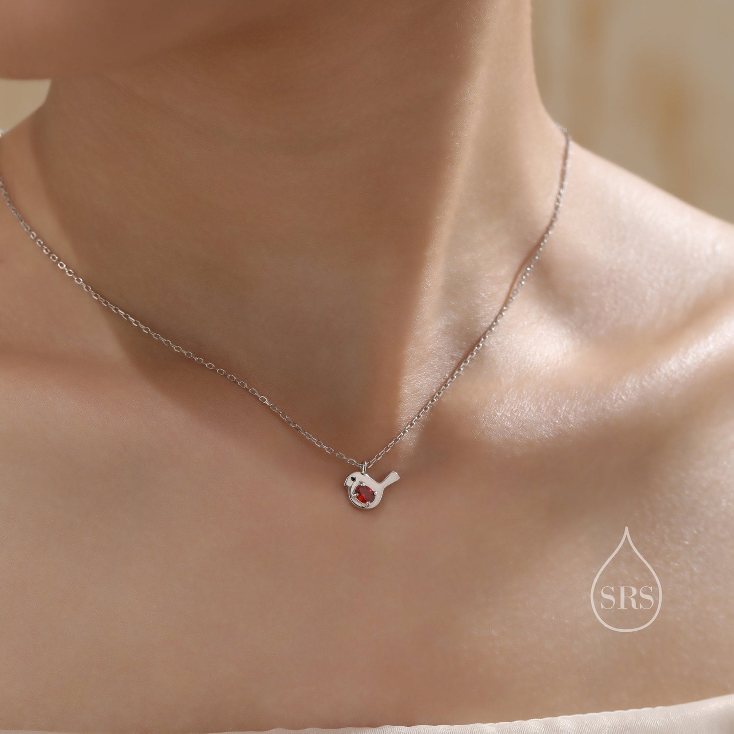 Tiny Little Robin Bird Pendant Necklace in Sterling Silver, Silver or Gold, Nature Inspired Bird Necklace