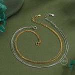 Sterling Silver Double Layer Anklet, Silver or Gold, Two Layer Anklet, Silver Anklet