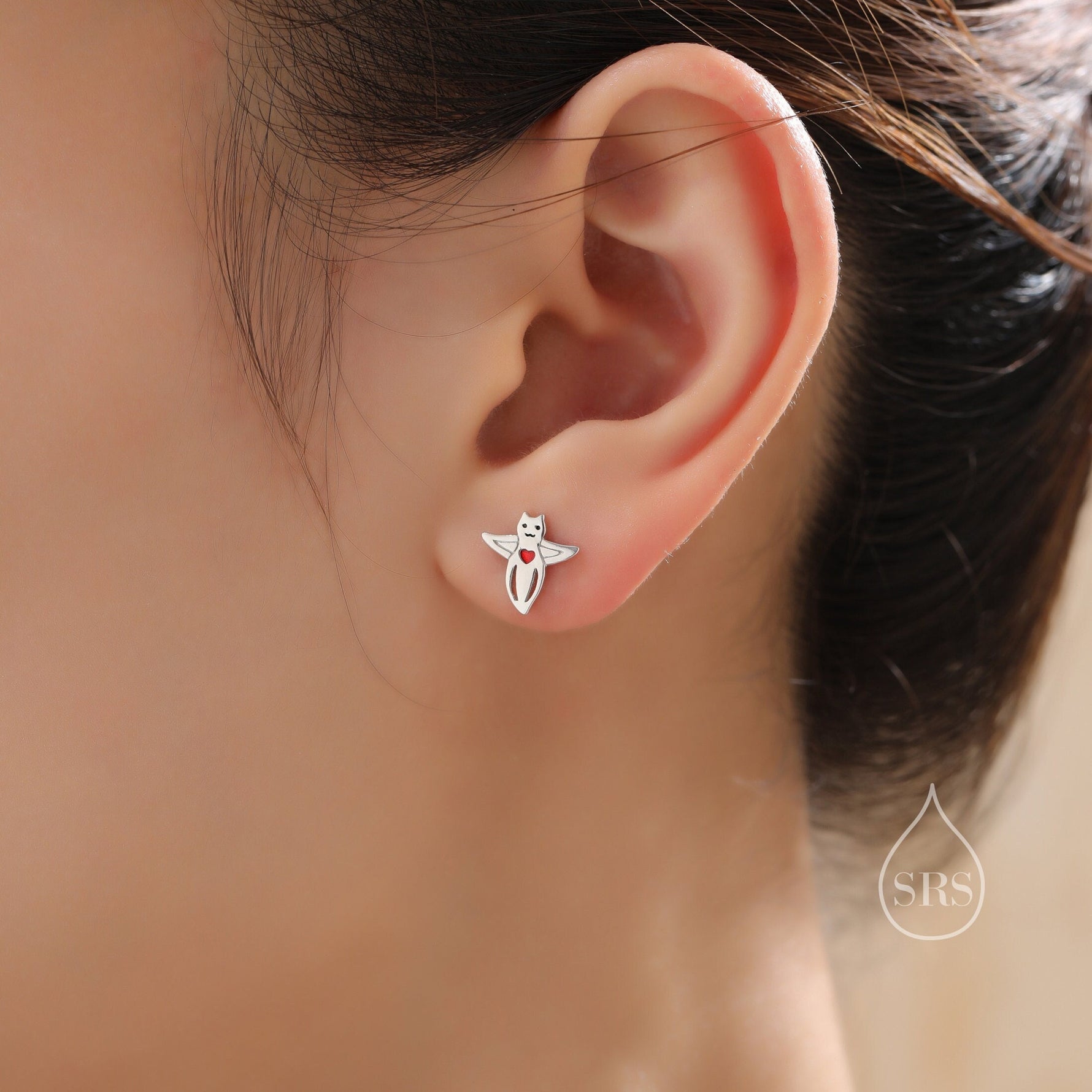 Sale! Sea Angel Stud Earrings in Sterling Silver, Silver or Gold, Tiny Sea Angel Earrings, Ocean Themed Fish Earrings