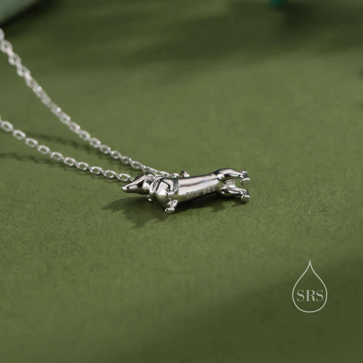 Sausage Dog Pendant Necklace in Sterling Silver, Silver or Gold or Rose Gold, Dachshund Necklace, Fun and Playful Jewellery, Pet Jewellery