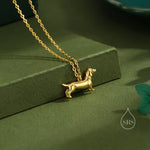 Sausage Dog Pendant Necklace in Sterling Silver, Silver or Gold or Rose Gold, Dachshund Necklace, Fun and Playful Jewellery, Pet Jewellery