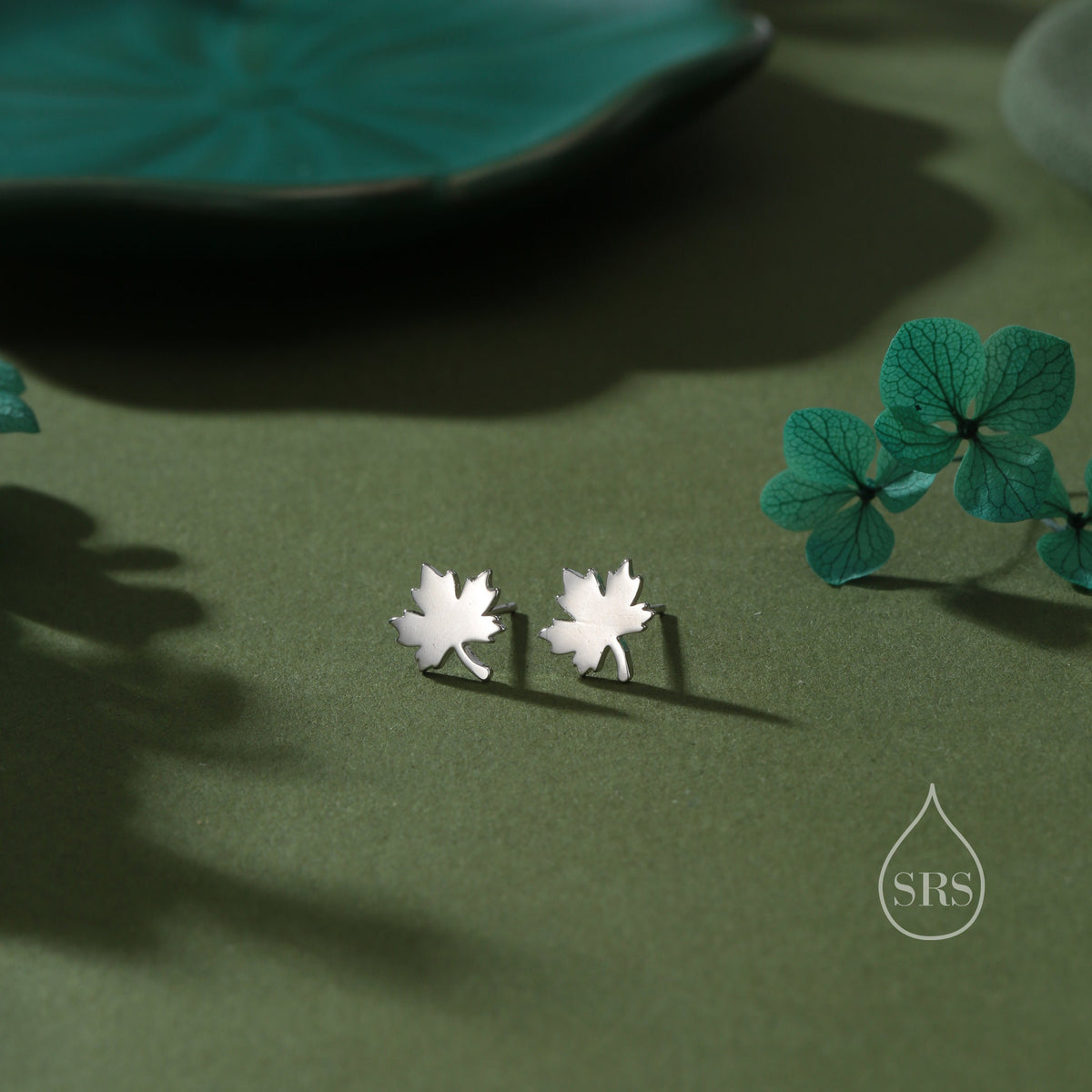 Maple Leaf Stud Earrings in Sterling SilverNature Inspired Flower Earrings -Leaf Earrings, Silver Gold or Rose Gold, Fun, Whimsical