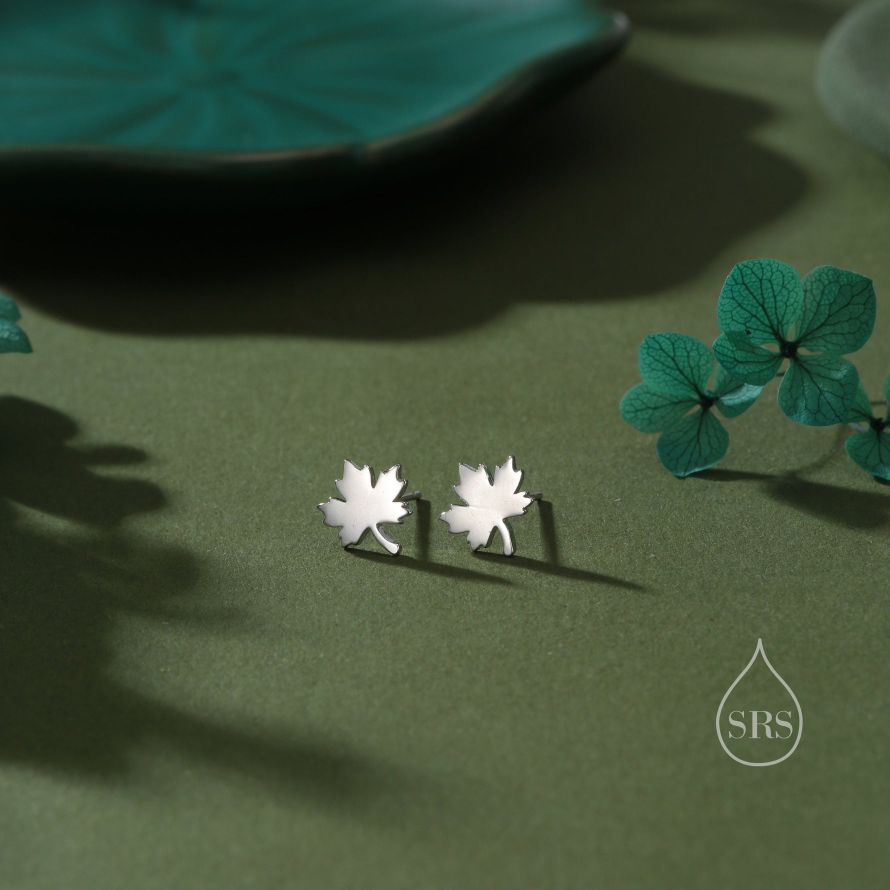 Maple Leaf Stud Earrings in Sterling SilverNature Inspired Flower Earrings -Leaf Earrings, Silver Gold or Rose Gold, Fun, Whimsical