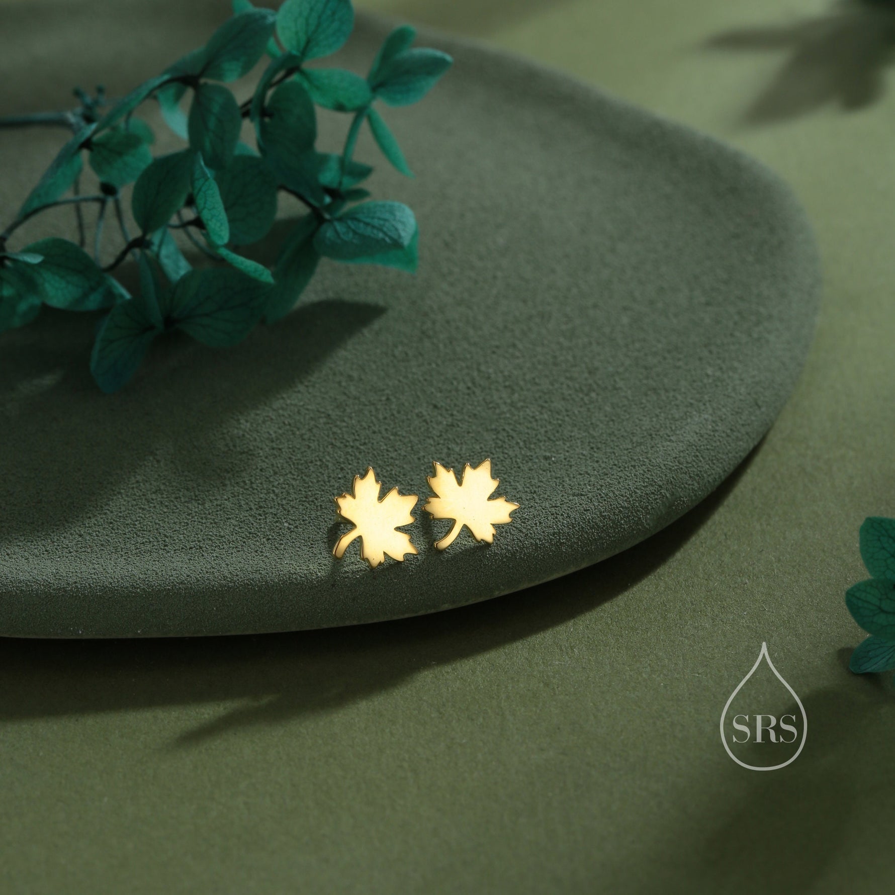Maple Leaf Stud Earrings in Sterling SilverNature Inspired Flower Earrings -Leaf Earrings, Silver Gold or Rose Gold, Fun, Whimsical