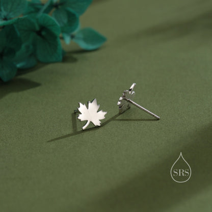 Maple Leaf Stud Earrings in Sterling SilverNature Inspired Flower Earrings -Leaf Earrings,  Silver Gold or Rose Gold, Fun, Whimsical