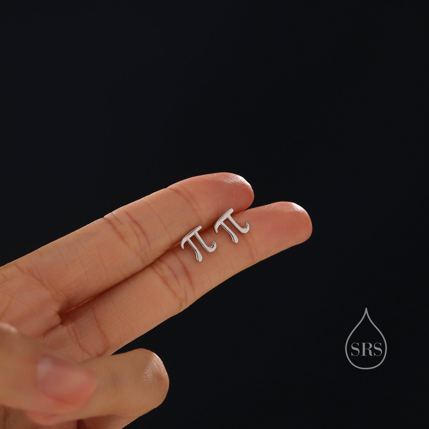 Sterling Silver Pi Stud Earrings - Mathematical Earrings, Silver, Gold or Rose Gold, Math, Geeky, Fun, Cute Fun, Whimsical