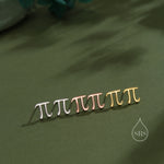 Sterling Silver Pi Stud Earrings - Mathematical Earrings, Silver, Gold or Rose Gold, Math, Geeky, Fun, Cute Fun, Whimsical