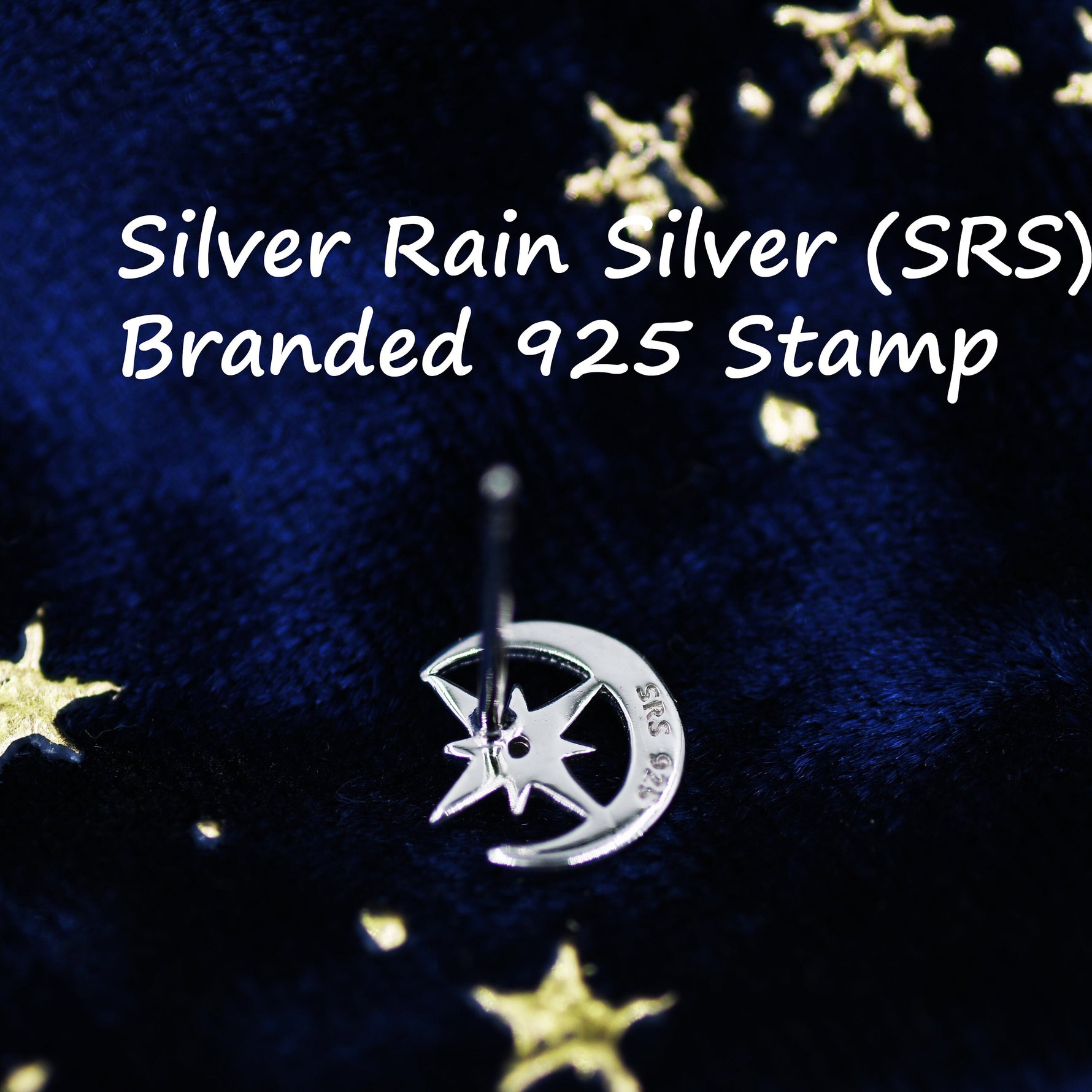 Delicate Moon and Star Stud Earrings in Sterling Silver, Silver, Gold or Rose Gold, Small Moon Earrings, Celestial Jewellery