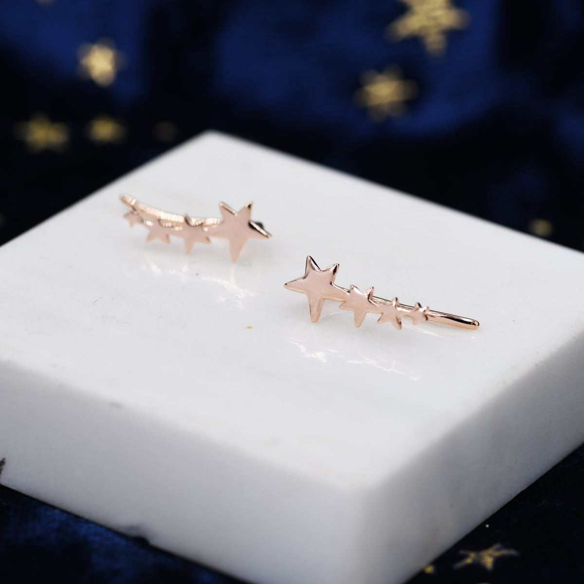 Shooting Star Crawler Earrings in Sterling Silver, Silver or Gold or Rose Gold, Star Ear Crawlers, Ear Climbers, Star Earrings