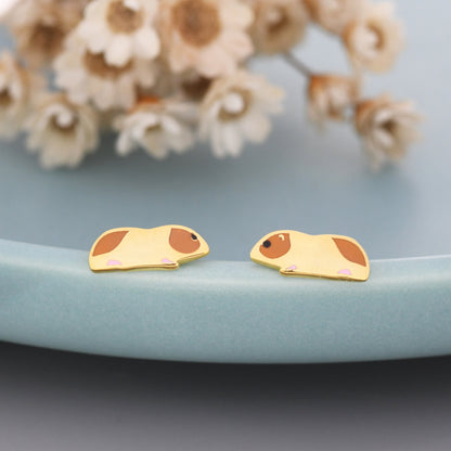 Guinea Pigs Enamel Stud Earrings in Sterling Silver, Cute Earrings, Pet Earrings, Pet Jewellery