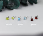 Sterling Silver Natural Peridot Stud Earrings, 5mm Prong Set, Genuine Peridot Gemstone Stud, Minimalist Style, August Birthstone