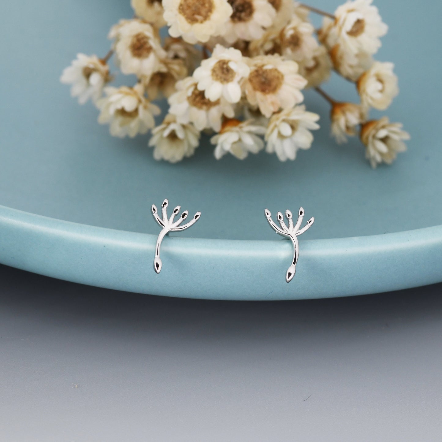 Dandelion Seed Stud Earrings in Sterling Silver, Silver or Gold, Make A Wish Earrings, Dandelion Earrings