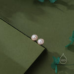 Freshwater Keshi Pearl Halo CZ Stud Earrings