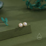 Freshwater Keshi Pearl Halo CZ Stud Earrings