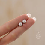 Freshwater Keshi Pearl Halo CZ Stud Earrings