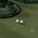 Freshwater Keshi Pearl Halo CZ Stud Earrings