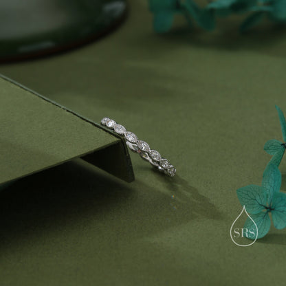 Marquise CZ Infinity Ring in Sterling Silver, Silver or Gold, Skinny Marquise Crystal Ring US 5 - 8