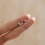 Asymmetric Hydrangea Flower Bouquet CZ Stud Earrings in Sterling Silver, Silver, Gold or Rose Gold, Mismatched CZ Flower Stud Earrings