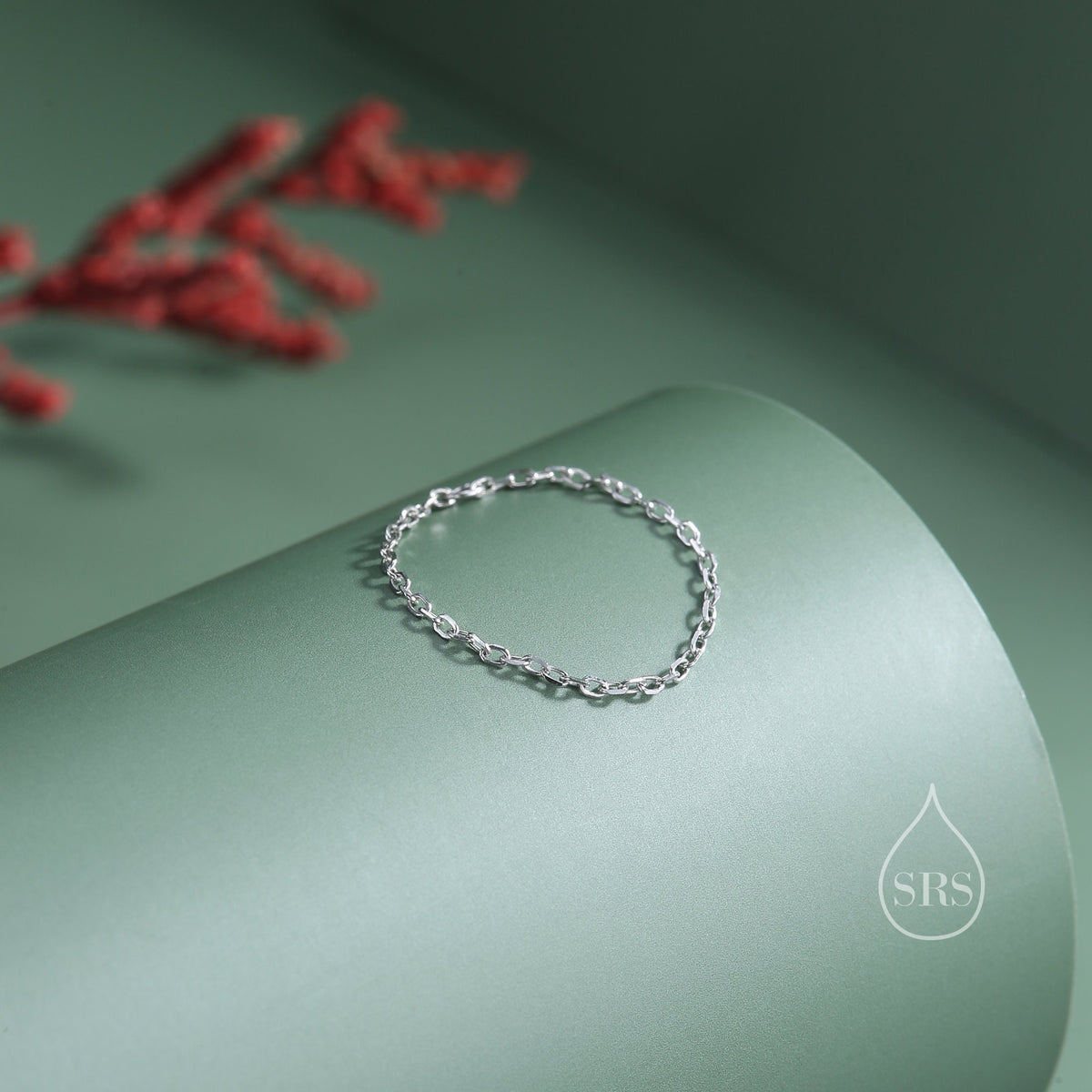 Barely There Chain Ring in Sterling Silver, Dainty Simple Delicate Ring , Thin Ring, Barely Visible Ring, Soft Chain Ring