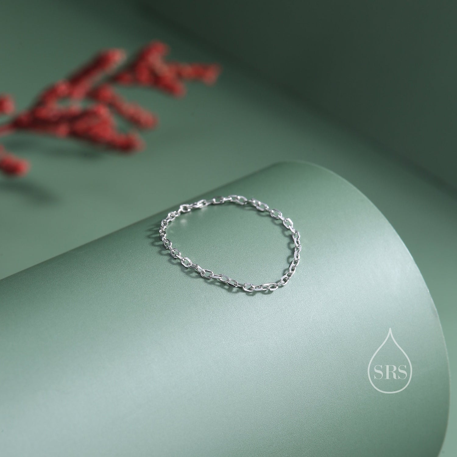 Barely There Chain Ring in Sterling Silver, Dainty Simple Delicate Ring , Thin Ring, Barely Visible Ring, Soft Chain Ring