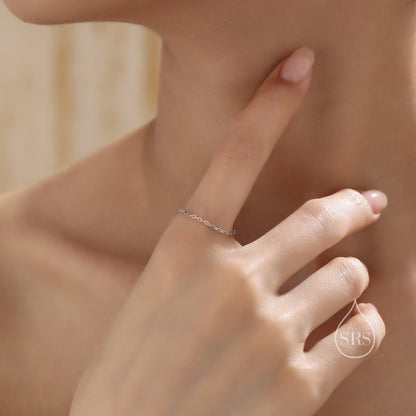 Barely There Chain Ring in Sterling Silver, Dainty Simple Delicate Ring , Thin Ring, Barely Visible Ring, Soft Chain Ring