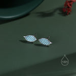 Enamel Beech Leaf Stud Earrings in Sterling Silver, Petite Beech Leaf Earrings, Small Leaf Stud, Nature Inspired