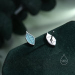 Enamel Beech Leaf Stud Earrings in Sterling Silver, Petite Beech Leaf Earrings, Small Leaf Stud, Nature Inspired