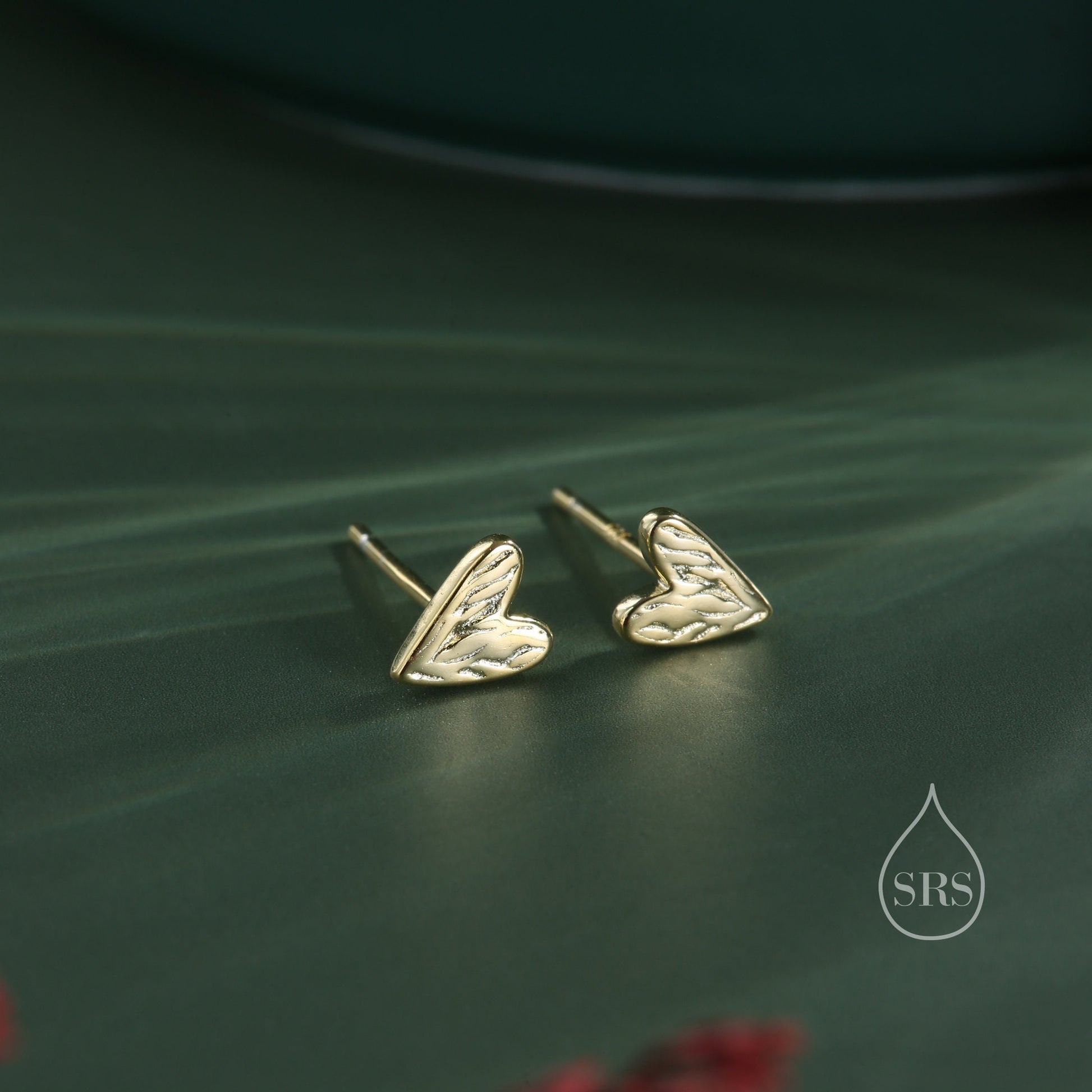 Sterling Silver Tiny Textured Heart Stud Earrings, Extra Small Heart Stud, Silver, Gold and Rose Gold, Heart Earrings
