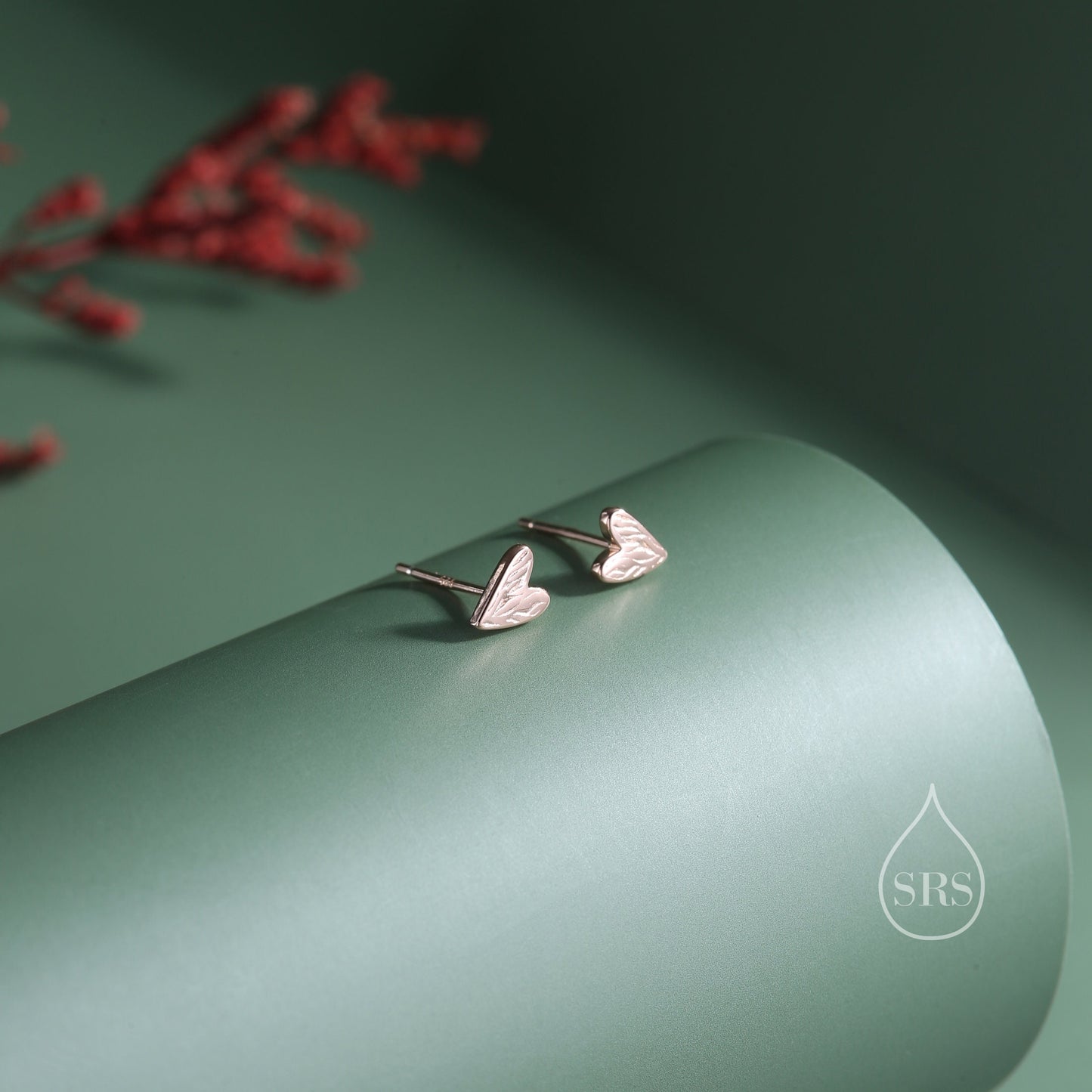 Sterling Silver Tiny Textured Heart Stud Earrings, Extra Small Heart Stud, Silver, Gold and Rose Gold, Heart Earrings