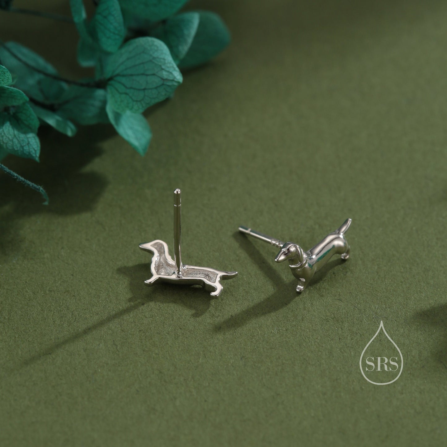 Sausage Dog Stud Earrings in Sterling Silver, Silver or Gold or Rose Gold, Small Dachshund Dog Earrings, Dog Earrings, Silver Dog Earrings