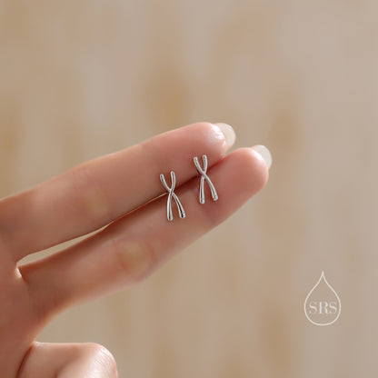 Chromosome Stud Earrings in Sterling Silver, Silver or Gold, Chromosome Earrings, X DNA Stud Earrings, Science Gift