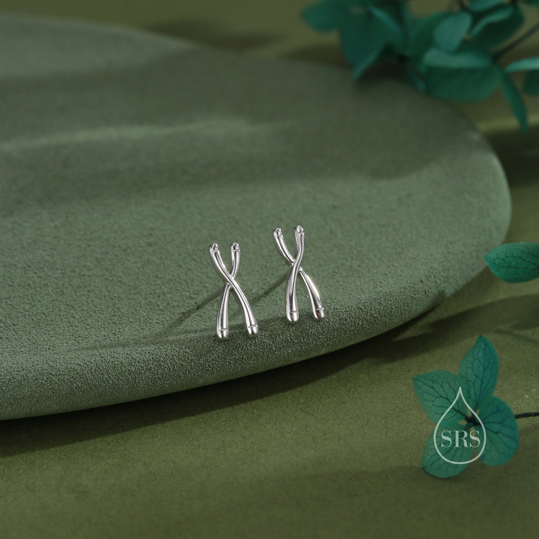 Chromosome Stud Earrings in Sterling Silver, Silver or Gold, Chromosome Earrings, X DNA Stud Earrings, Science Gift