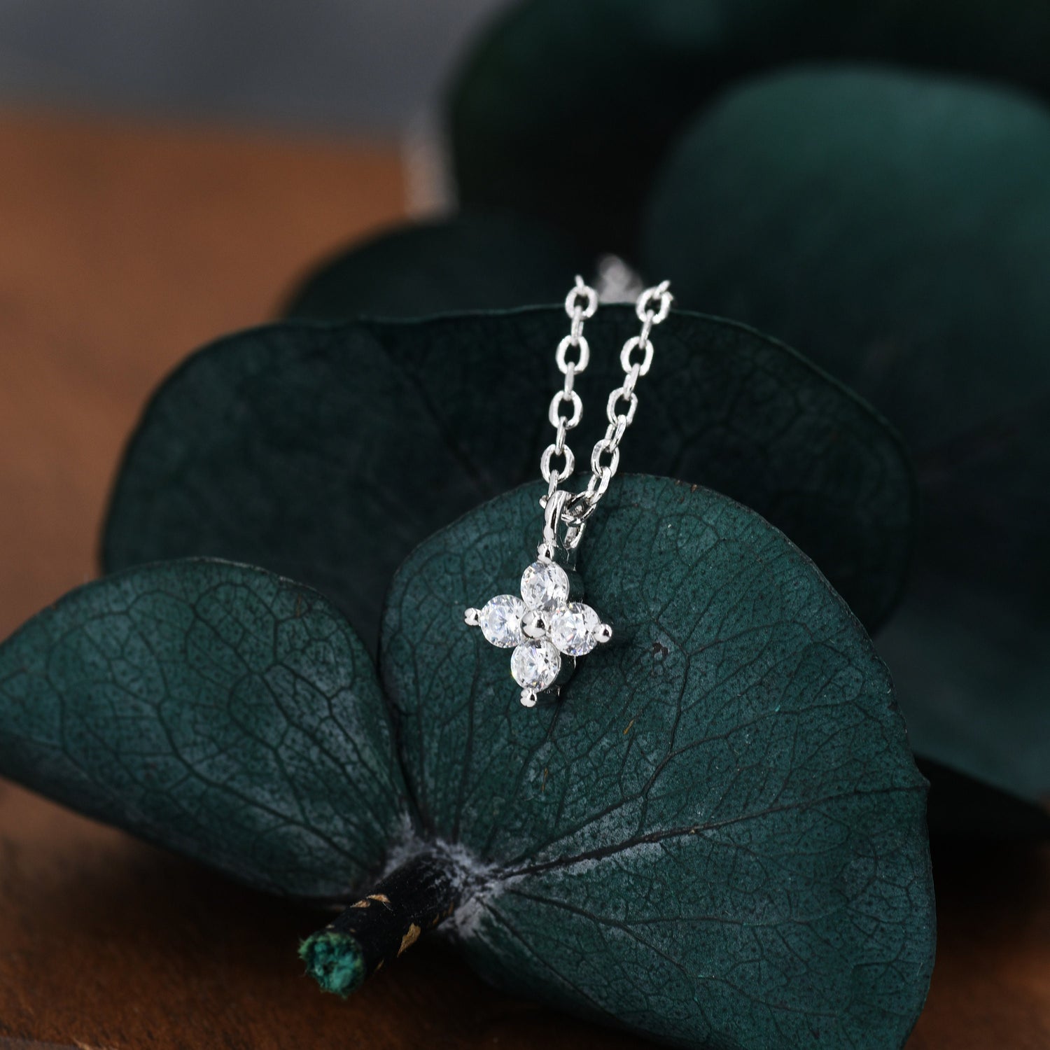 CZ Hydrangea Flower Pendant Necklace