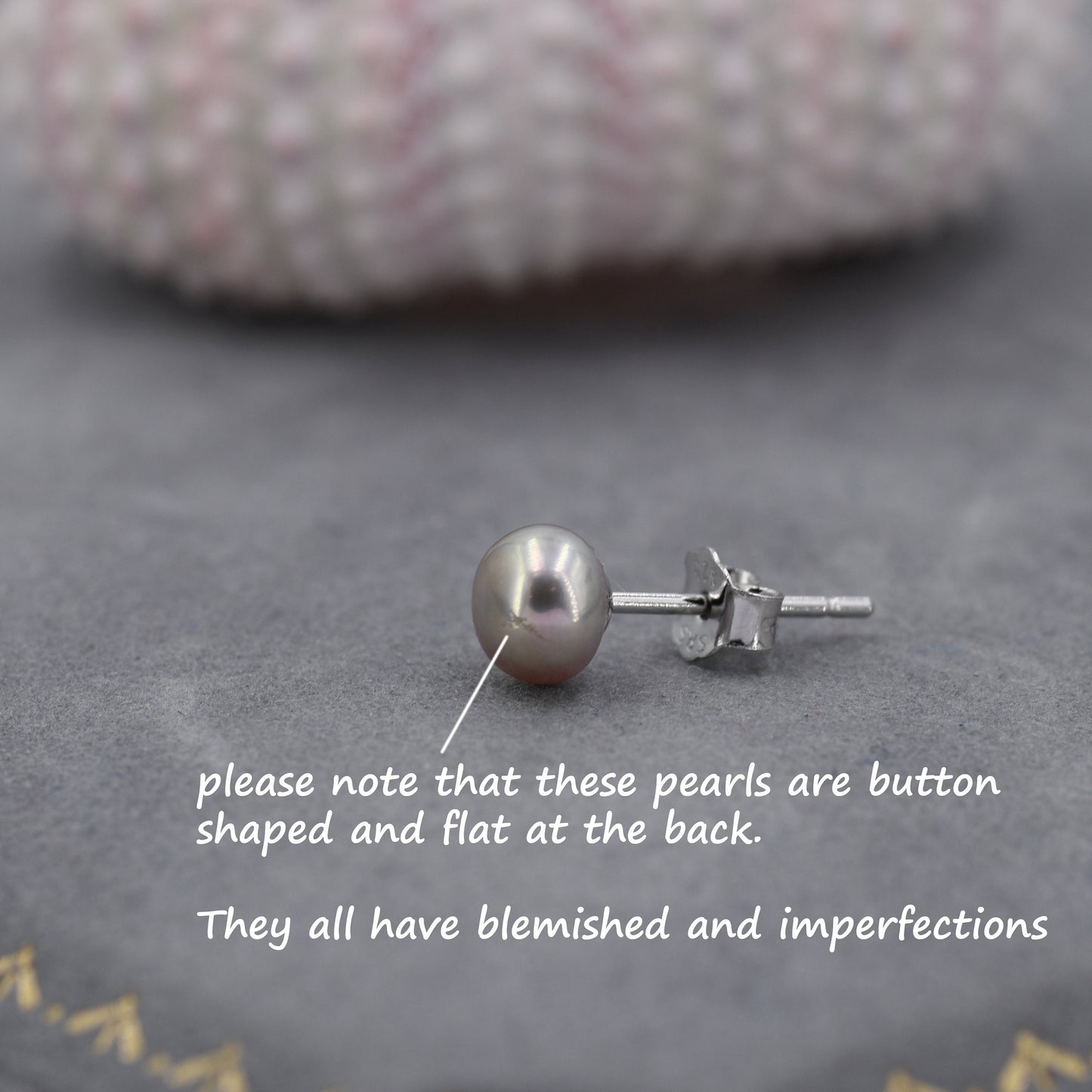 Genuine Purple Pink Pearl Stud Earrings in Sterling Silver, 5mm - 8mm, Small Pearl Stud and Large Pearl Stud, Silver pearl Earrings,