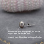 Genuine Purple Pink Pearl Stud Earrings in Sterling Silver, 5mm - 8mm, Small Pearl Stud and Large Pearl Stud, Silver pearl Earrings,