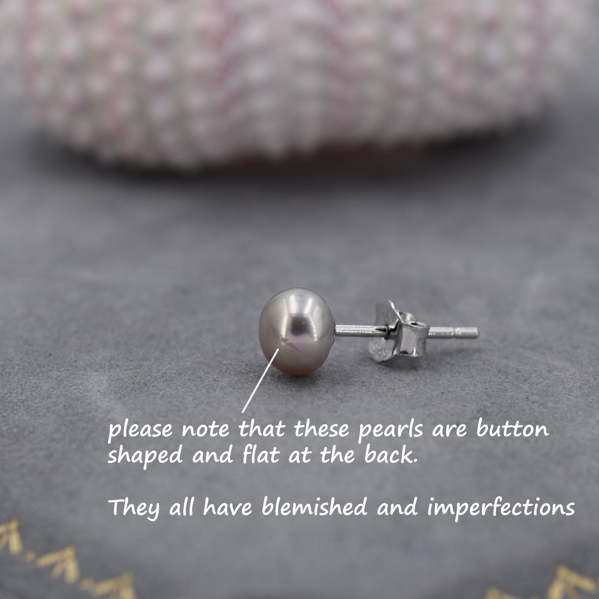 Genuine Purple Pink Pearl Stud Earrings in Sterling Silver, 5mm - 8mm, Small Pearl Stud and Large Pearl Stud, Silver pearl Earrings,